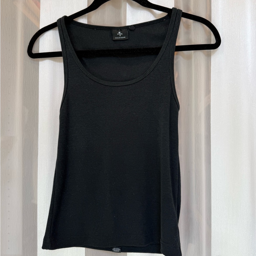 Thrills Black Ribbed Tank Top